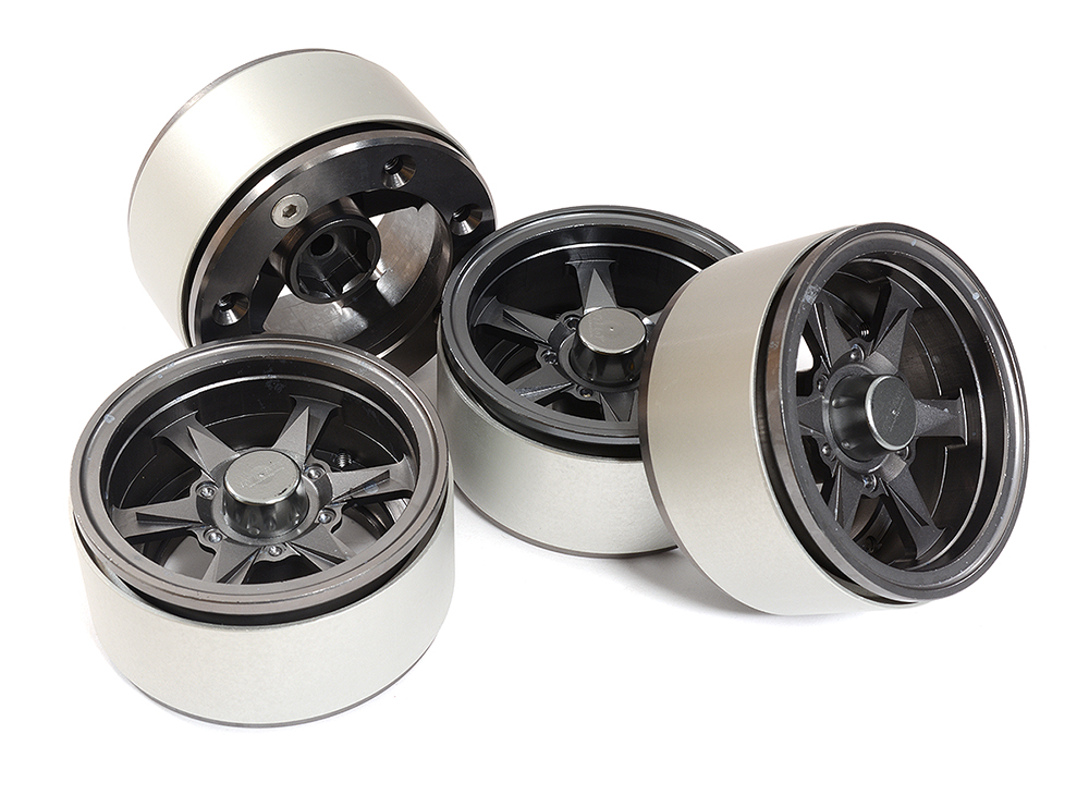 C26614GUN 1.9 Size Billet Machined Alloy 6V Spoke Wheel(4)High Mass Type for Scale Crawler - Image 1
