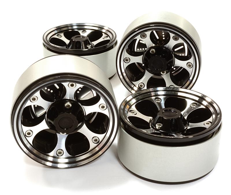 C26615BLACK 1.9 Size Billet Machined Alloy 6H Spoke Wheel(4)High Mass Type for Scale Crawler - Image 1