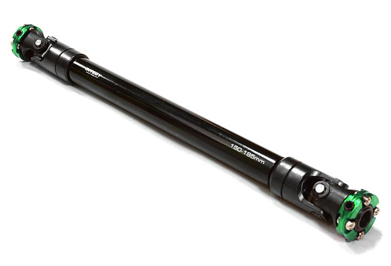 C26658GREEN CNC Machined Universal Drive Shaft 150-195mm for Custom 1/14 Semi-Tractor Truck - Image 1