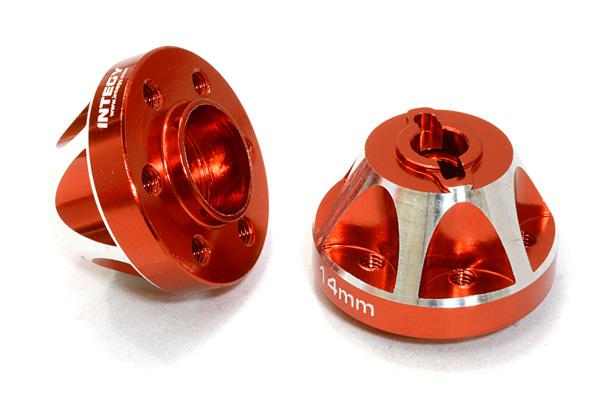C26664RED Alloy Drive Pin-to-6 Bolt Type Wheel Hub 14mm Thick for 1/10 Axial Crawler - Image 1