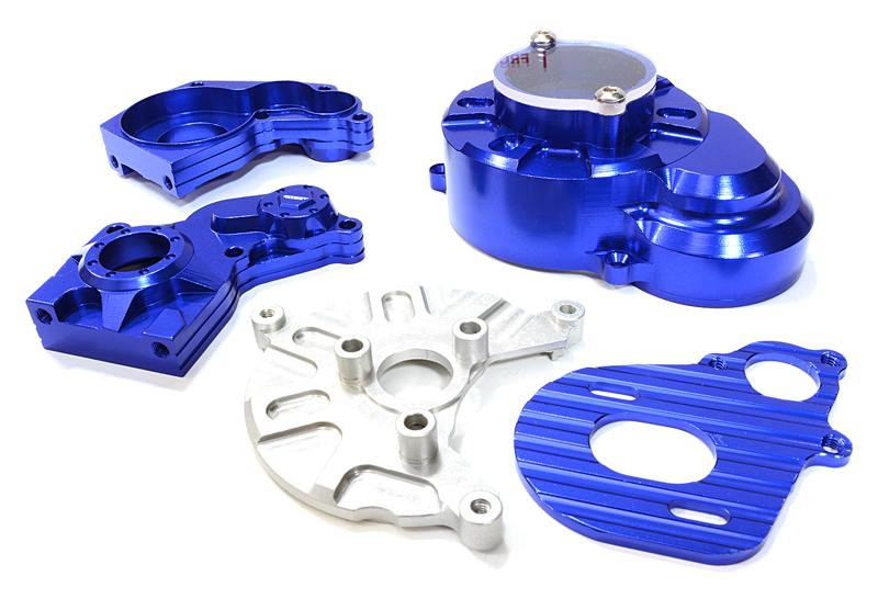 C26724BLUE Alloy Gear Cover, Motor Mount & Main Gearbox Case for Axial SCX-10 Crawler - Image 1