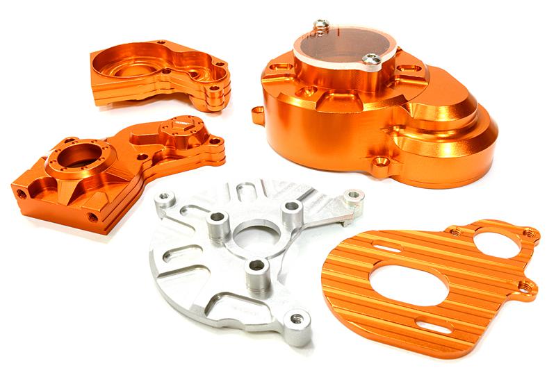 C26724ORANGE Alloy Gear Cover, Motor Mount & Main Gearbox Case for Axial SCX-10 Crawler - Image 1