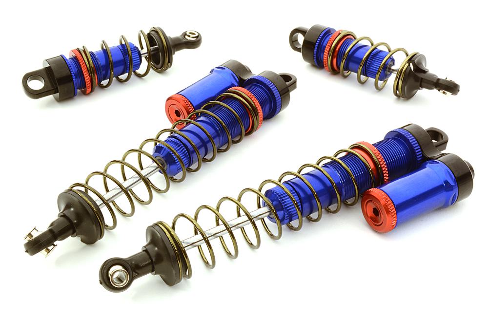 C26736BLUE Billet Machined Piggyback Shock Set for Vaterra Twin Hammers 1.9 Rock Racer - Image 1