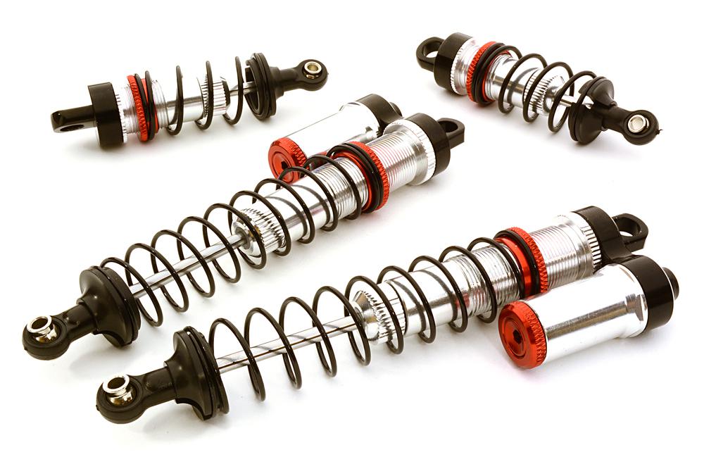 C26736SILVER Billet Machined Piggyback Shock Set for Vaterra Twin Hammers 1.9 Rock Racer - Image 1