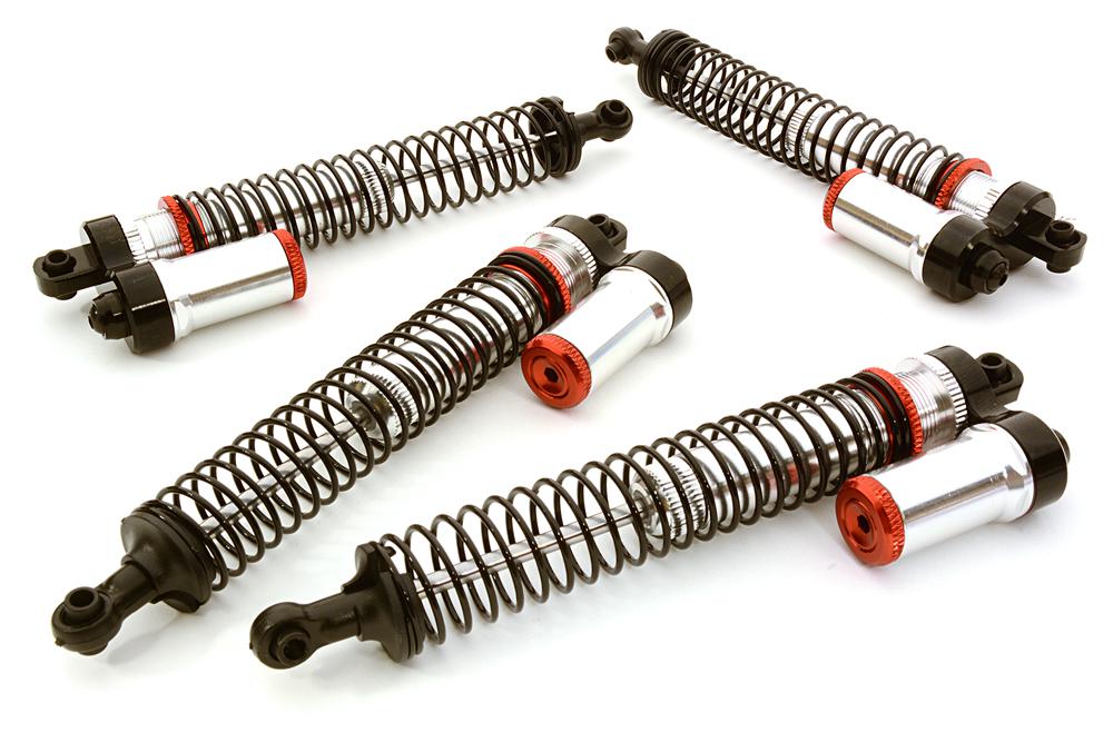 C26737SILVER Billet Machined Piggyback Shock Set for HPI 1/10 Scale Crawler King - Image 1
