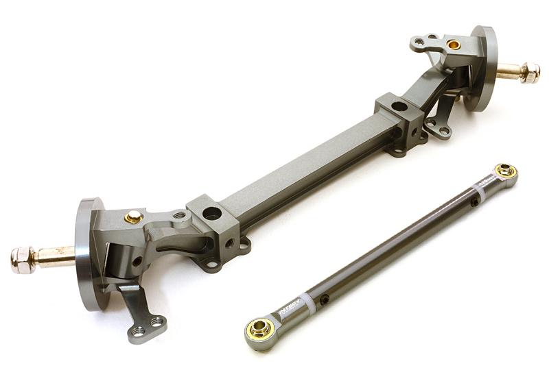 C26759GUN Billet Machined T4 Front Beam Axle w/Steering Setup for Custom 1/14 Semi-Tractor - Image 1
