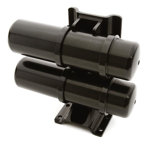 C26760BLACK Billet Machined Realistic Dual Air Tank for Custom 1/14 Semi-Tractor Truck - Image 1