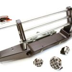 Realistic 1/10 Front Bumper w/ 43mm Mount & LED Lights for Axial SCX-10 Crawler