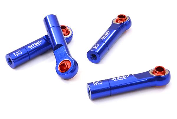 C26791BLUE 3mm Metal Ball End 35mm Long M3 Reverse Thread (4) for 1/10 Scale - Image 1