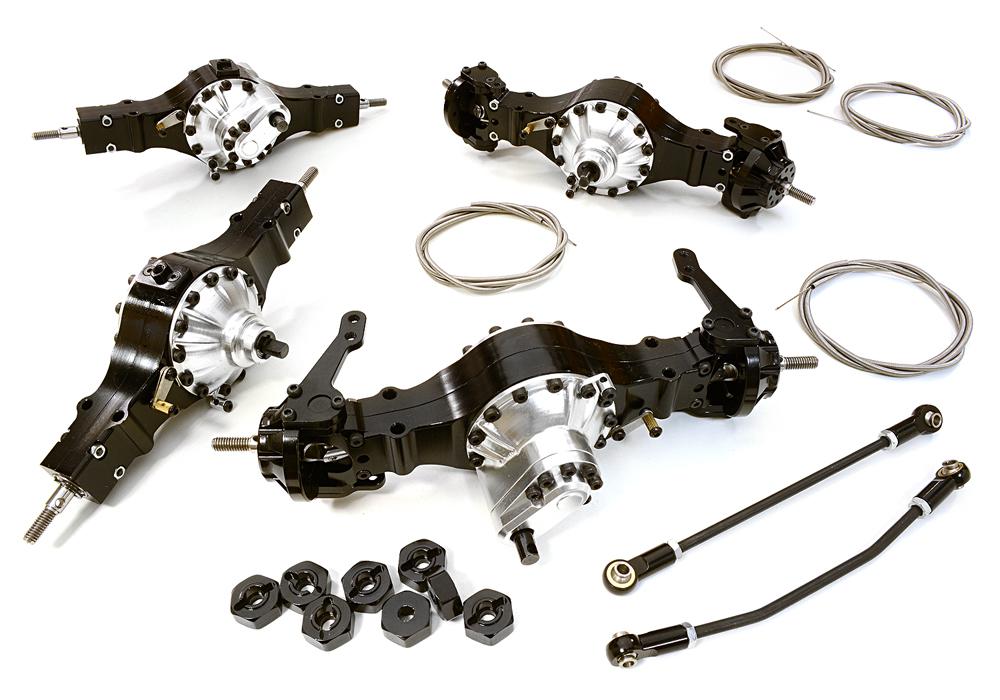 C26809BLACK Remote Locking 8X8 Axle DIY Kit for Scale Off-Road 1/10 to 1/14 Trucks - Image 1