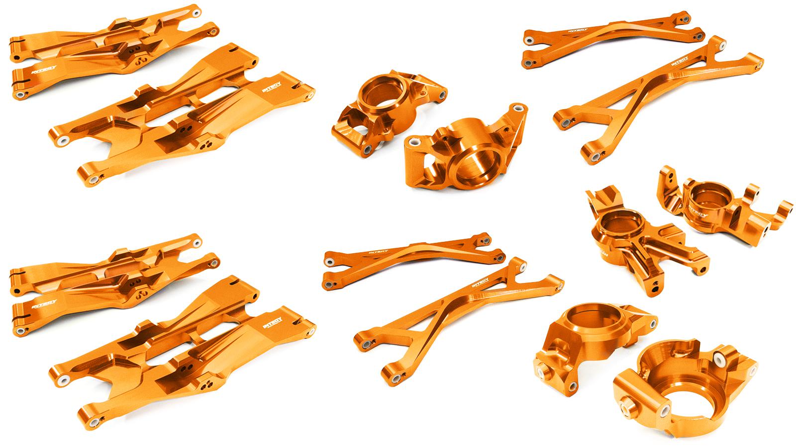 C26835ORANGE Billet Suspension Conversion Kit for Traxxas X-Maxx 4X4 Req. 20x27x4mm Bearings - Image 1