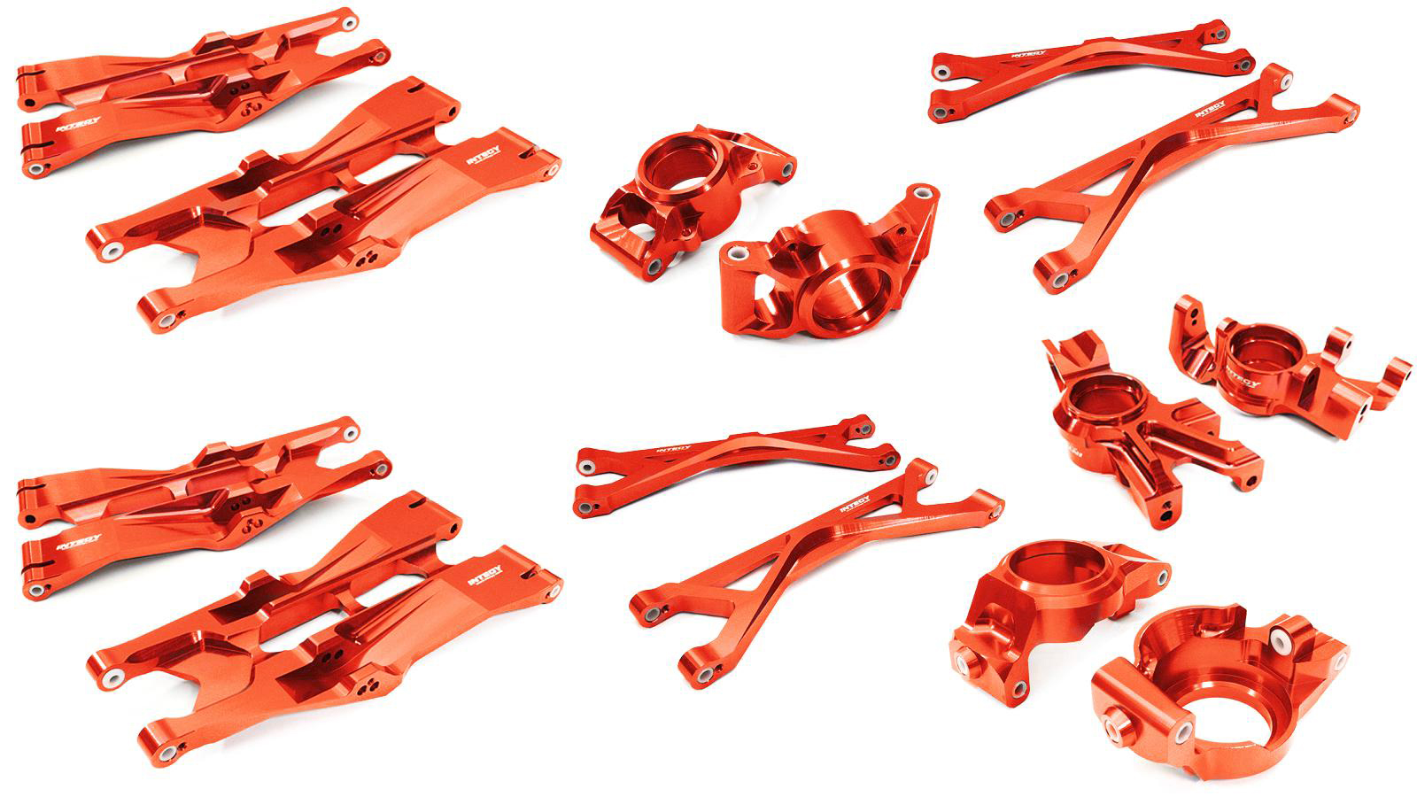 C26835RED Billet Suspension Conversion Kit for Traxxas X-Maxx 4X4 Req. 20x27x4mm Bearings - Image 1