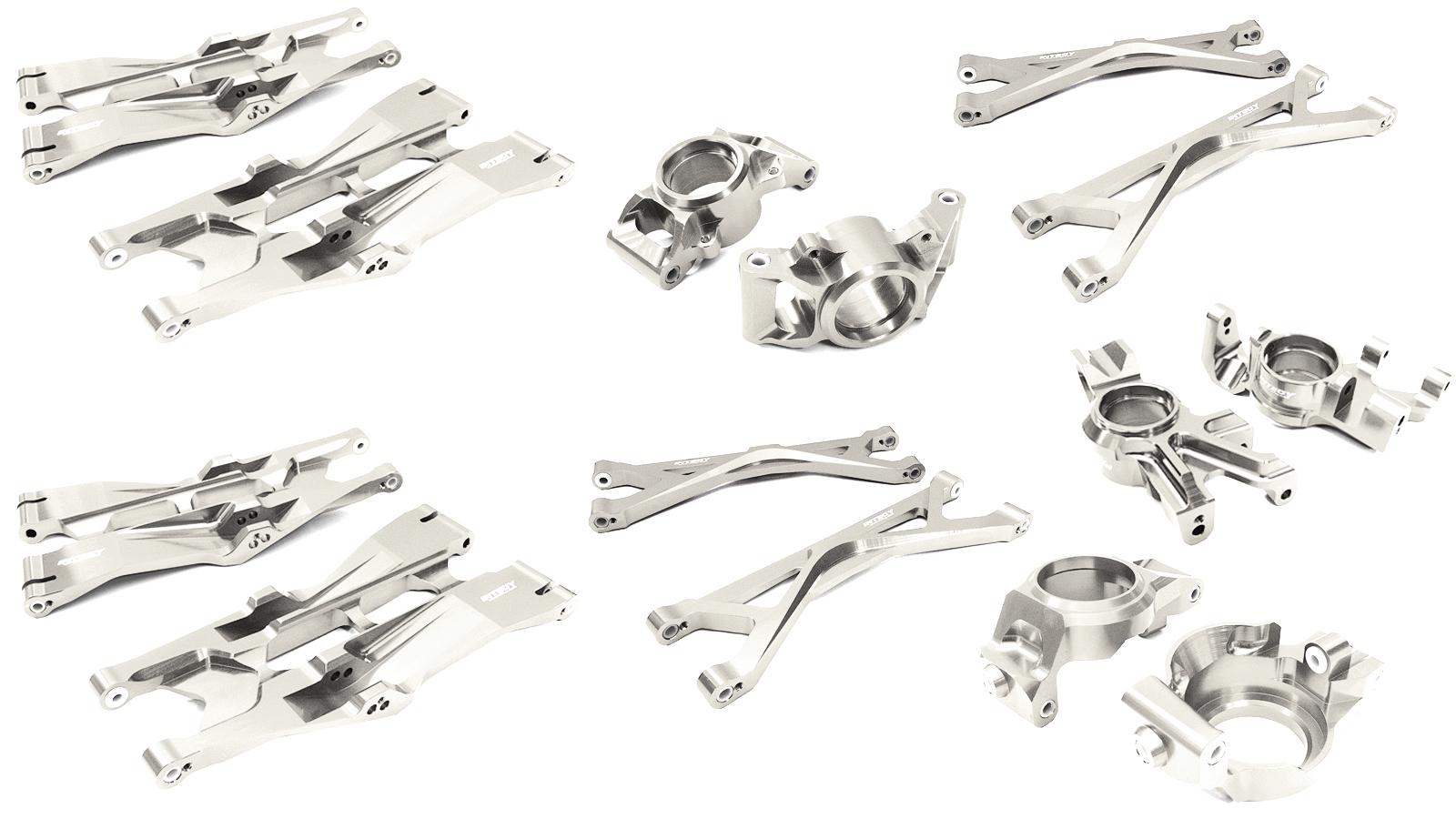C26835SILVER Billet Suspension Conversion Kit for Traxxas X-Maxx 4X4 Req. 20x27x4mm Bearings - Image 1