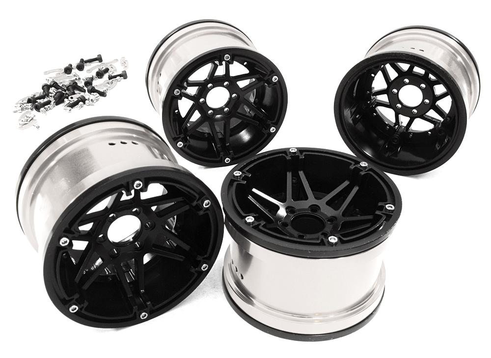 C26869SILVER Machined 6 Spoke 2.2 6-Bolt Type Wheels for 1/10 Scale Rock Crawler W=43mm - Image 1
