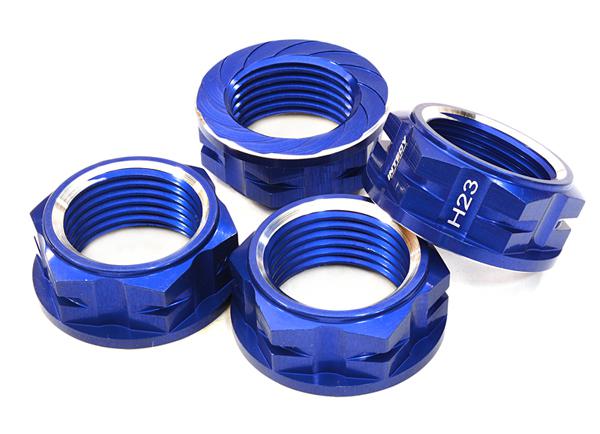 C26885BLUE Billet Machined Serrated 23mm Hex Wheel Nut(4) for 1/10 & 1/8 Size Monster Truck - Image 1