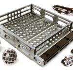 Realistic 1/10 Scale Alloy Luggage Tray 125x106x24mm with 4 LED Spot Light Set