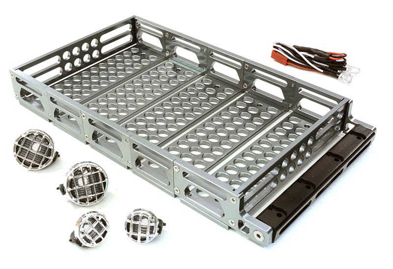 C26894GUN Realistic 1/10 Scale Alloy Luggage Tray 192x106x24mm with 4 LED Spot Light Set - Image 1