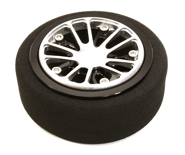 C26896SILVERBLACK Billet Aluminum T2 Steering Wheel for Futaba 4PX/7PX Controllers - Image 1