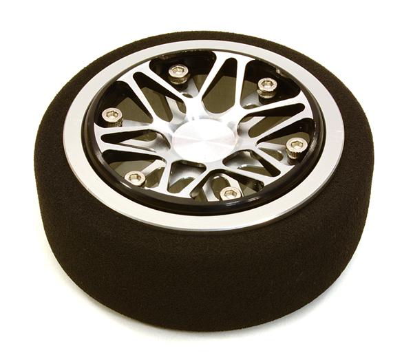 C26898BLACKSILVER Billet Aluminum T4 Steering Wheel for Futaba 4PX/7PX Controllers - Image 1