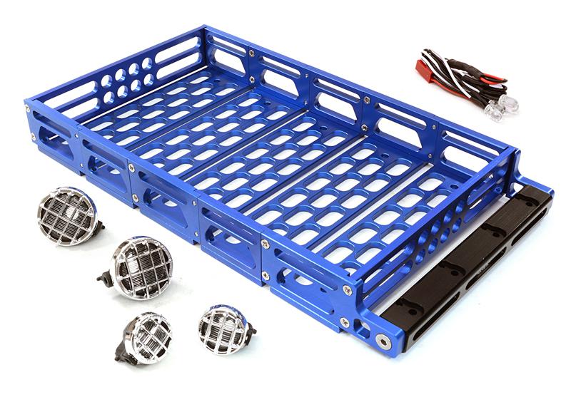 C26900BLUE Realistic 1/10 Scale Alloy Luggage Tray 192x106x24mm with 4 LED Spot Light Set - Image 1
