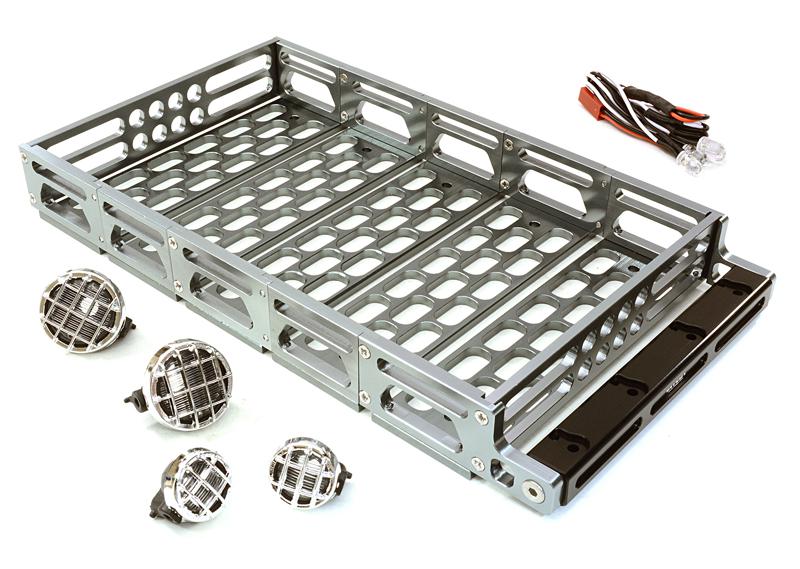 C26900GUN Realistic 1/10 Scale Alloy Luggage Tray 192x106x24mm with 4 LED Spot Light Set - Image 1