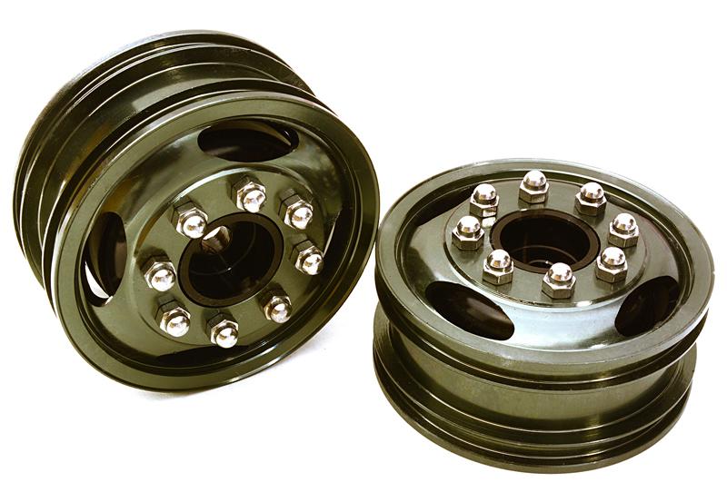 C26922GUN Billet Machined Alloy T7 Front Wheel Set for Hex Type 1/14 Scale Tractor Trucks - Image 1