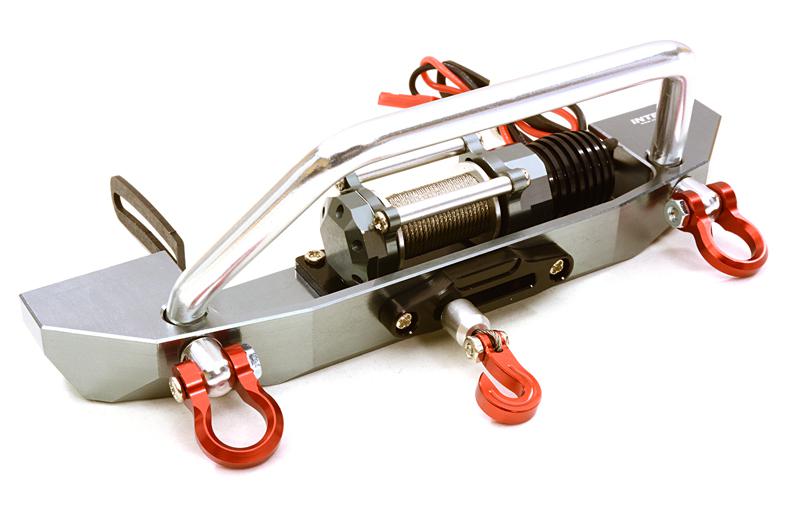 C26990GUN Realistic High Torque Winch w/ Scale Front Bumper for Axial 1/10 SCX10 II - Image 1