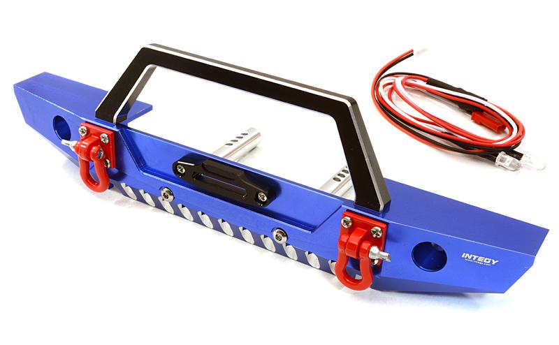C26992BLUE Realistic Alloy Machined Scale Front Bumper w/LED Lights for Axial 1/10 SCX10 II - Image 1