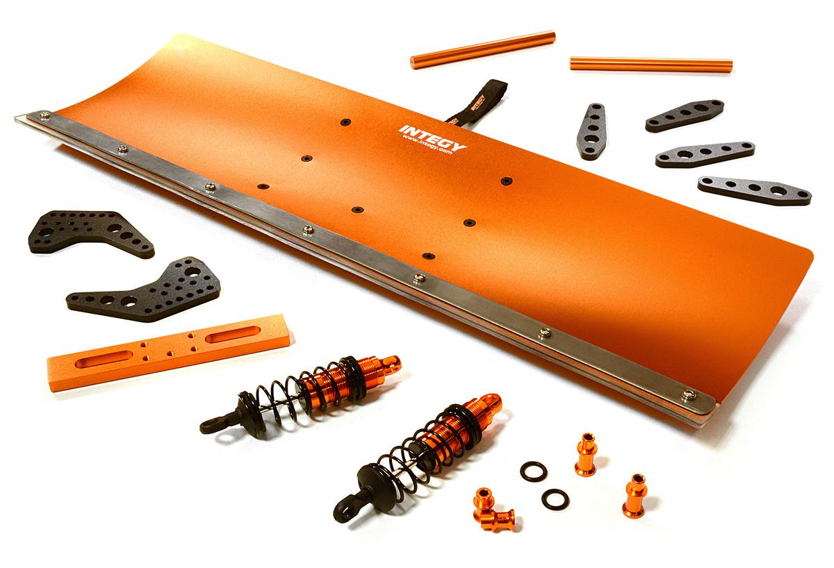 C27059ORANGE Alloy Machined Snowplow Kit for Traxxas 1/10 Scale E-Maxx Brushless - Image 1
