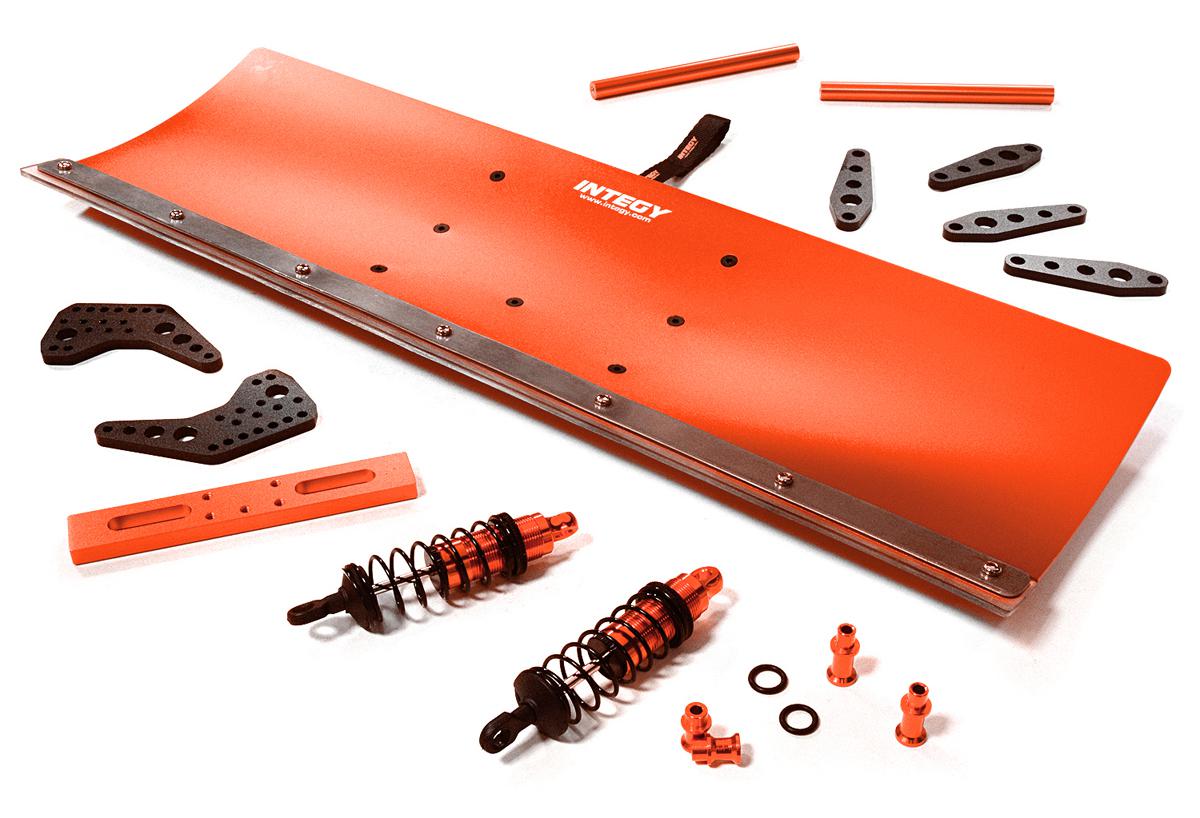 C27059RED Red Alloy Machined Snowplow Kit for Traxxas 1/10 Scale E-Maxx Brushless - Image 1