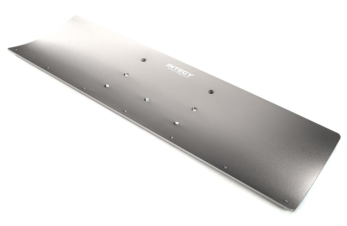 C27061SILVER Alloy Machined 500mm Snowplow Main Plate for Yeti XL, 1/10 Summit & E-Maxx - Image 1