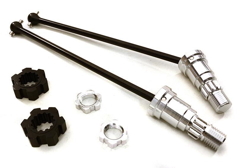 C27070SILVER Universal Drive Shafts w/ Stub Axles (2) for Traxxas X-Maxx 4X4 7750 7751 - Image 1