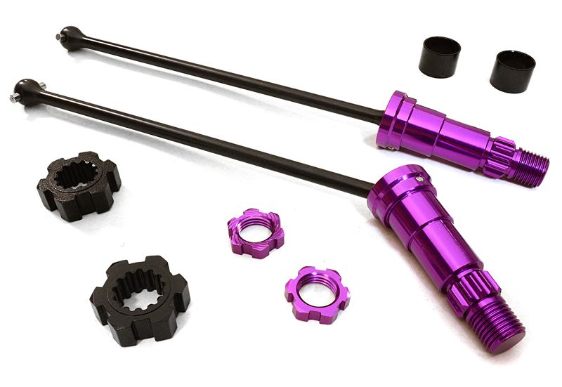 C27071PURPLE Universal Drive Shafts w/ +6mm Ext. Stub Axles (2) for TRX X-Maxx 4X4 7750 7751 - Image 1