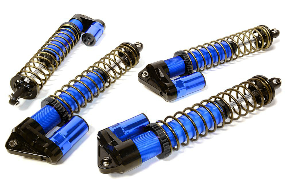 C27097BLUE Billet Machined Piggyback Shock Set (4) for Traxxas X-Maxx 4X4 7761 - Image 1