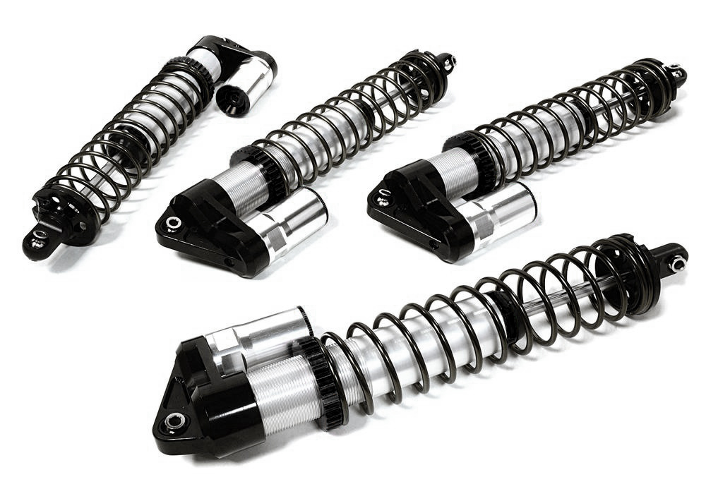 C27097SILVER Billet Machined Piggyback Shock Set (4) for Traxxas X-Maxx 4X4 7761 - Image 1