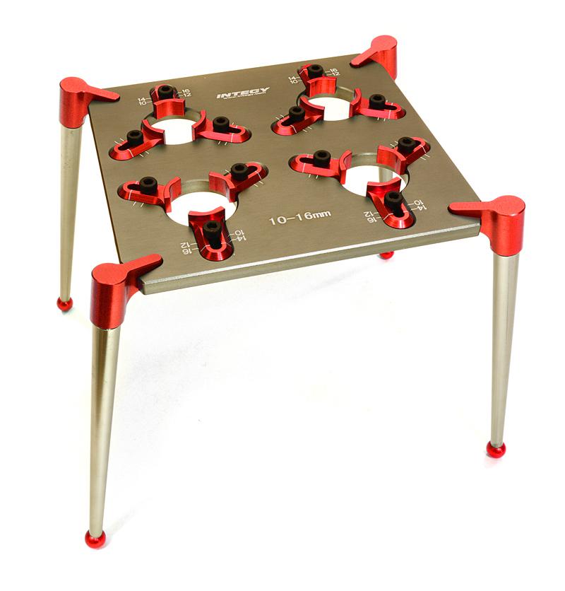 C27104RED Team Workstation & Shock Rebuild Stand for Shock Size 10mm-16mm - Image 1