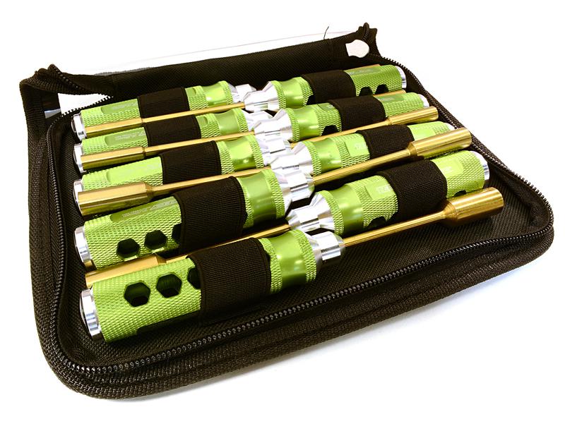 C27110GREEN Professional 9pcs Nut Driver Set w/ 22mm Size Handle & Tool Carrying Bag - Image 1