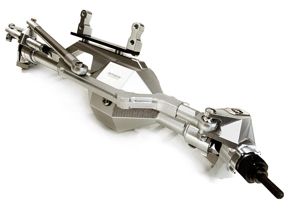 C27112SILVER Billet Machined Complete Front Axle Assembly for Axial 1/10 RR10 Bomber 4WD - Image 1