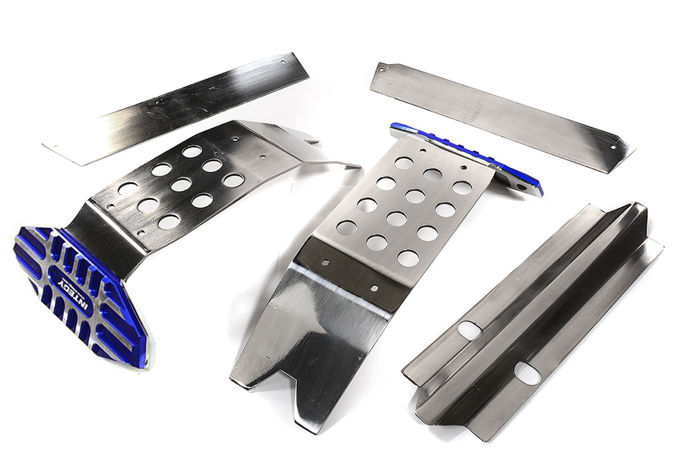 C27189BLUE Stainless Steel (Req. Polishing) Skid Plate Set for Traxxas X-Maxx 4X4 7744 7745 - Image 1