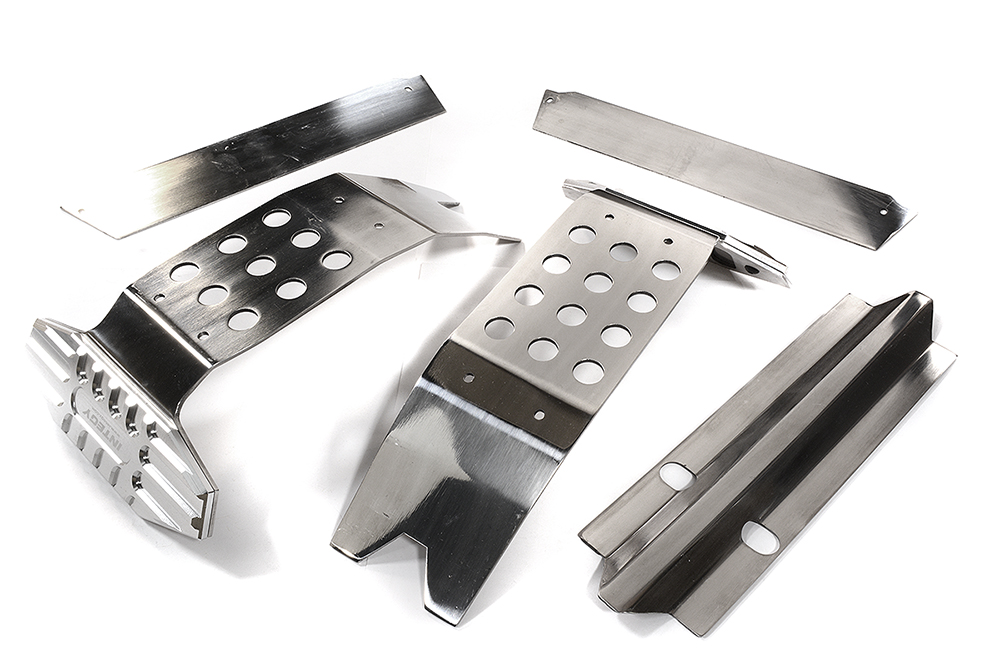 C27189SILVER Stainless Steel (Req. Polishing) Skid Plate Set for Traxxas X-Maxx 4X4 7744 7745 - Image 1