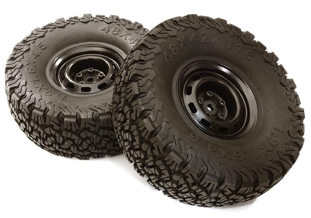 C27254BLACK Realistic Spoke Off-Road 1.9 Size Wheel & All Terrain Tire (2) (O.D.=118mm) - Image 1