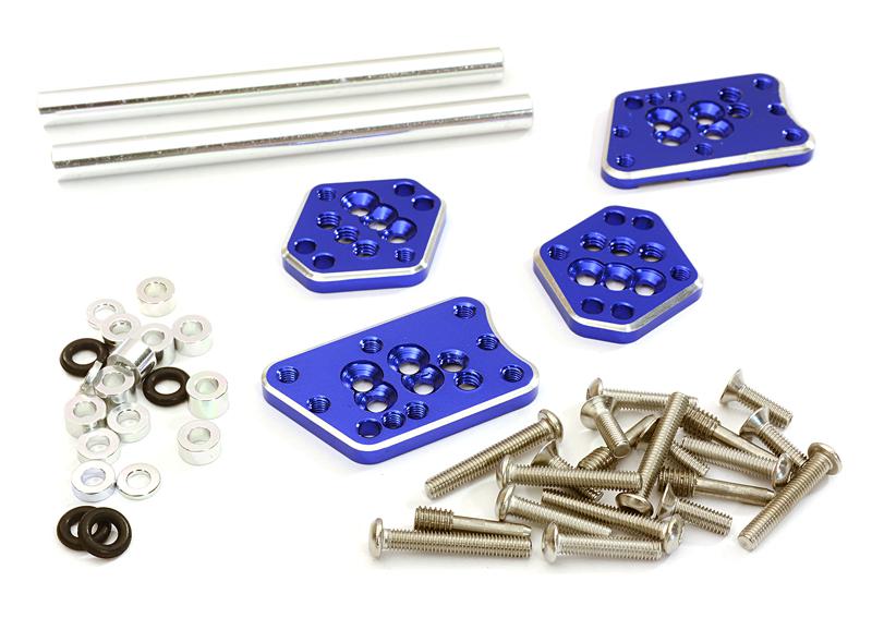 C27306BLUE Billet Machined Adjustable Shock Mount Plate (4) for Axial 1/10 SCX10 II - Image 1