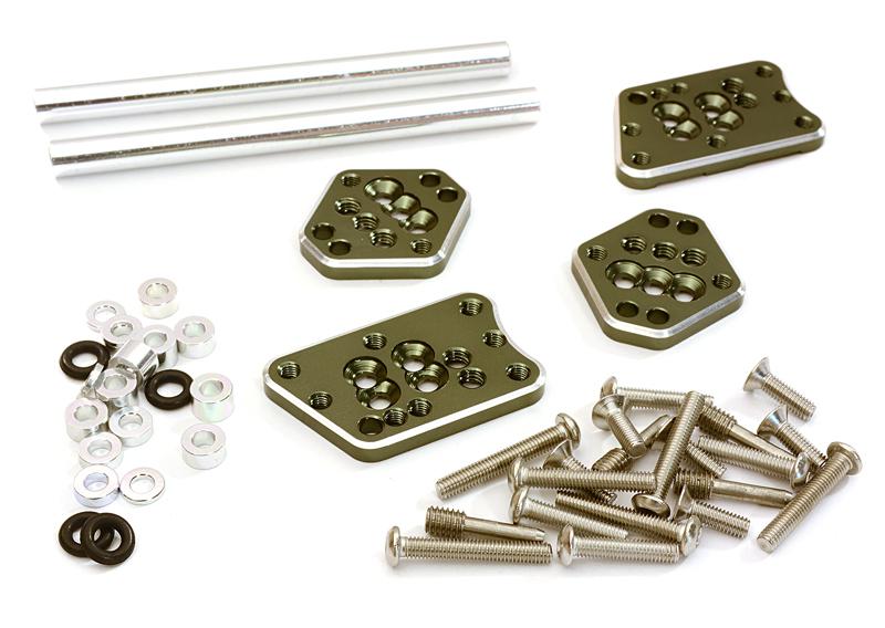 C27306GUN Billet Machined Adjustable Shock Mount Plate (4) for Axial 1/10 SCX10 II - Image 1