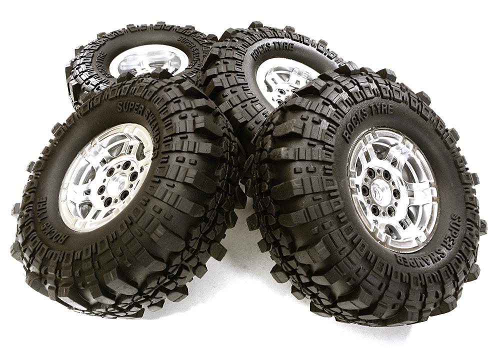 C27410CHROME Composite Dual 6 Spoke Off-Road 1.9 Size Wheel & Tire (4) (O.D.=110mm) - Image 1