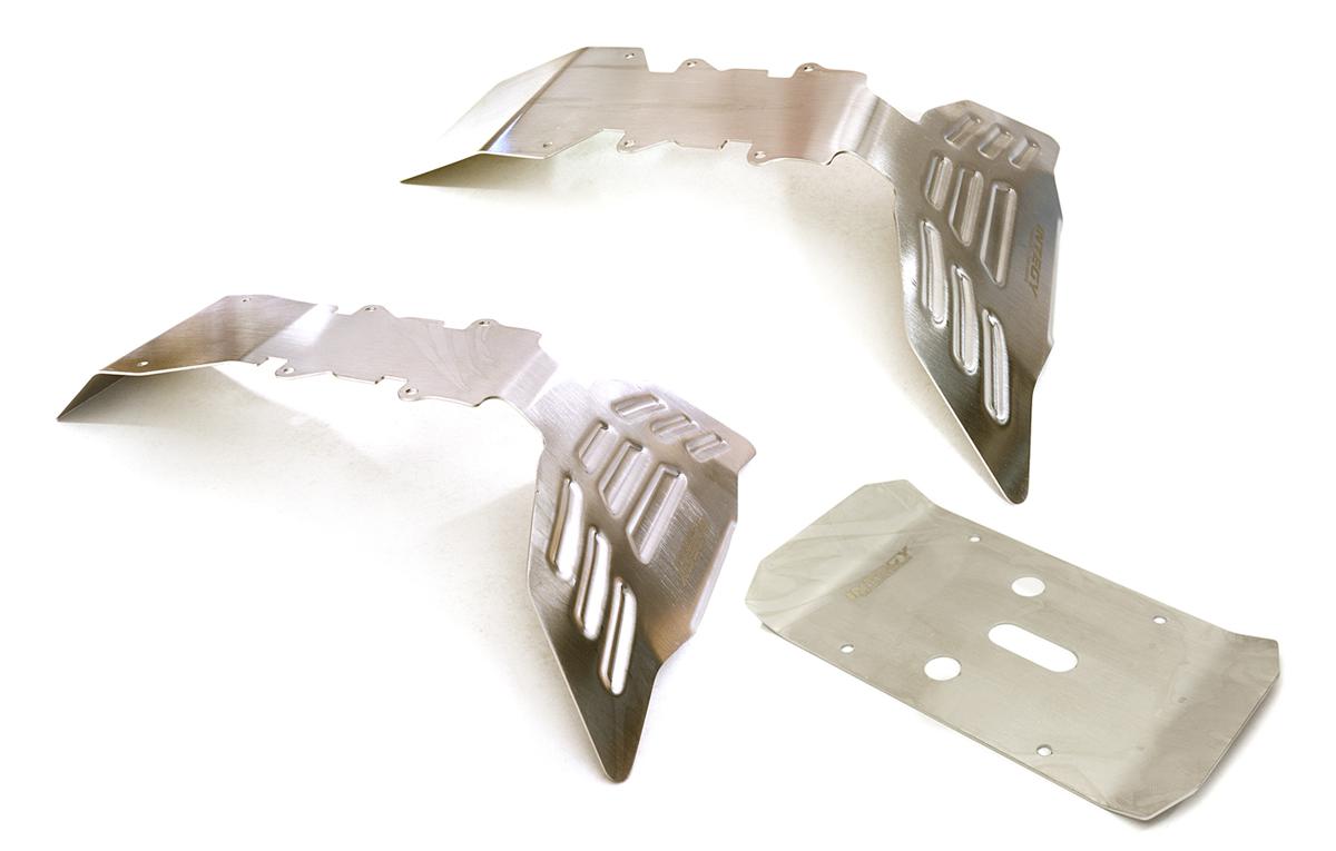 C27478SILVER Stainless Steel (Raw) Skid Plate Kit for Traxxas 1/10 E-Maxx - Image 1