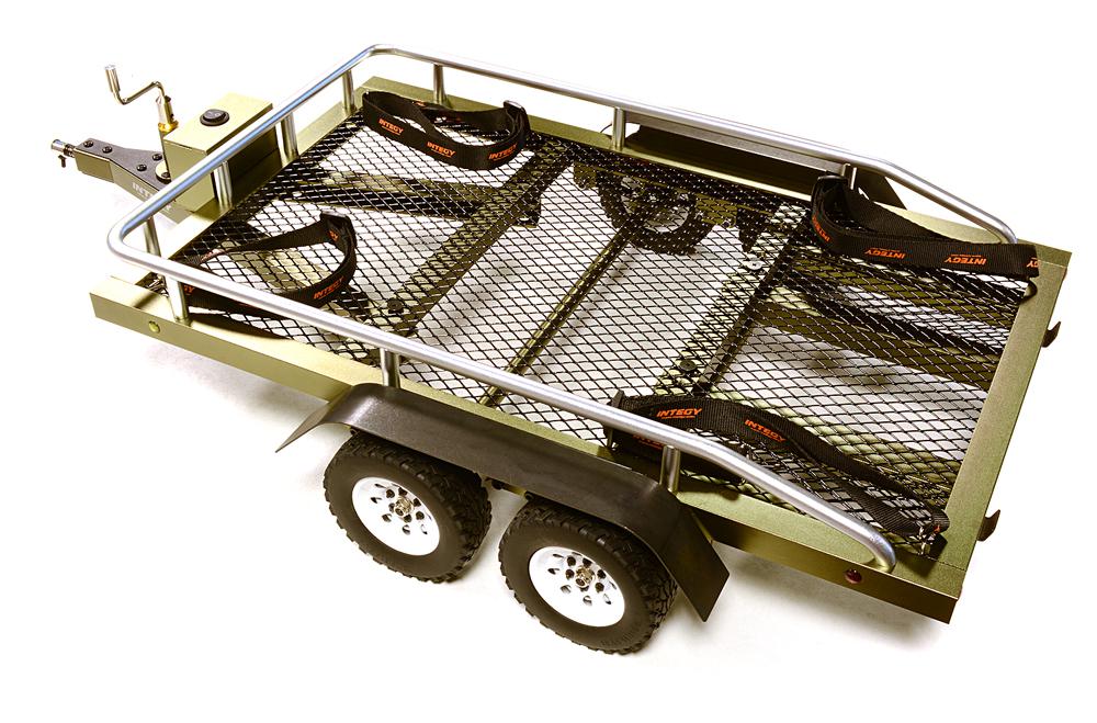 C27733GUN Machined Alloy Flatbed Dual Axle Car Trailer Kit for 1/10 Scale RC 580x320x110mm - Image 1
