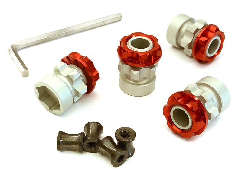 C27942RED Billet Machined 17mm Hex Wheel Hub +10mm Offset (4) for Traxxas 1/10 Slash 4X4 - Image 1