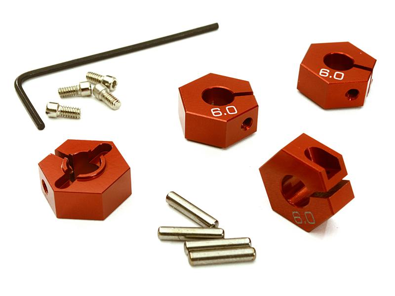 C27944RED 12mm Hex Wheel (4) Hub 6mm Thick for Traxxas 1/10, Axial, Tamiya, Drift & TC - Image 1