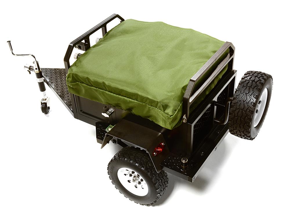 C27994BLACK Alloy Realistic Model Camping Trailer w/Roof Top Tent for 1/10 RC 390x195x175mm - Image 1