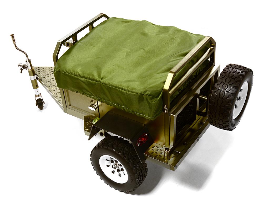 C27994GUN Alloy Realistic Model Camping Trailer w/Roof Top Tent for 1/10 RC 390x195x175mm - Image 1